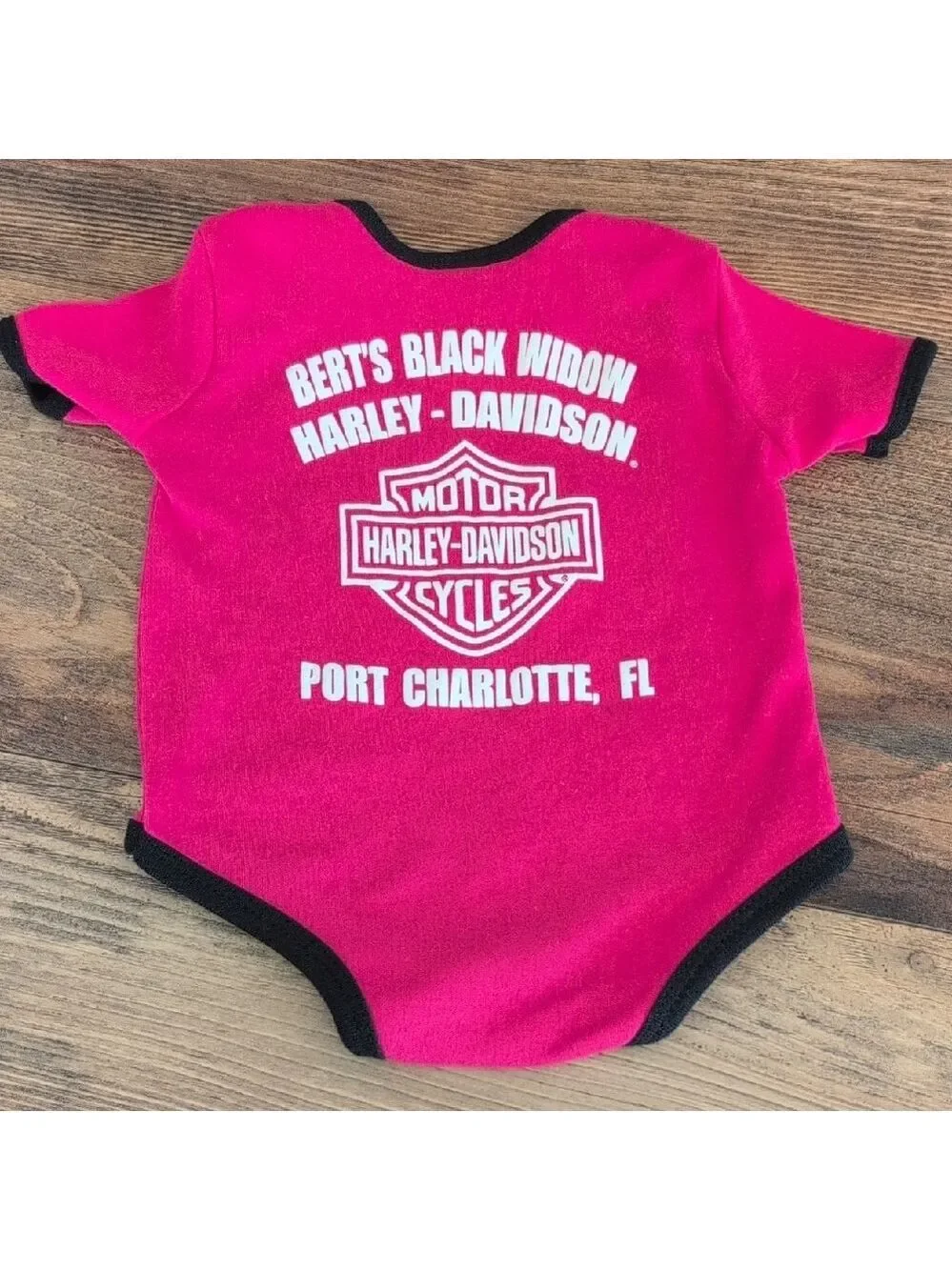 Harley-Davidson Pink and Black Infant Bodysuit One Piece 0-3mo
